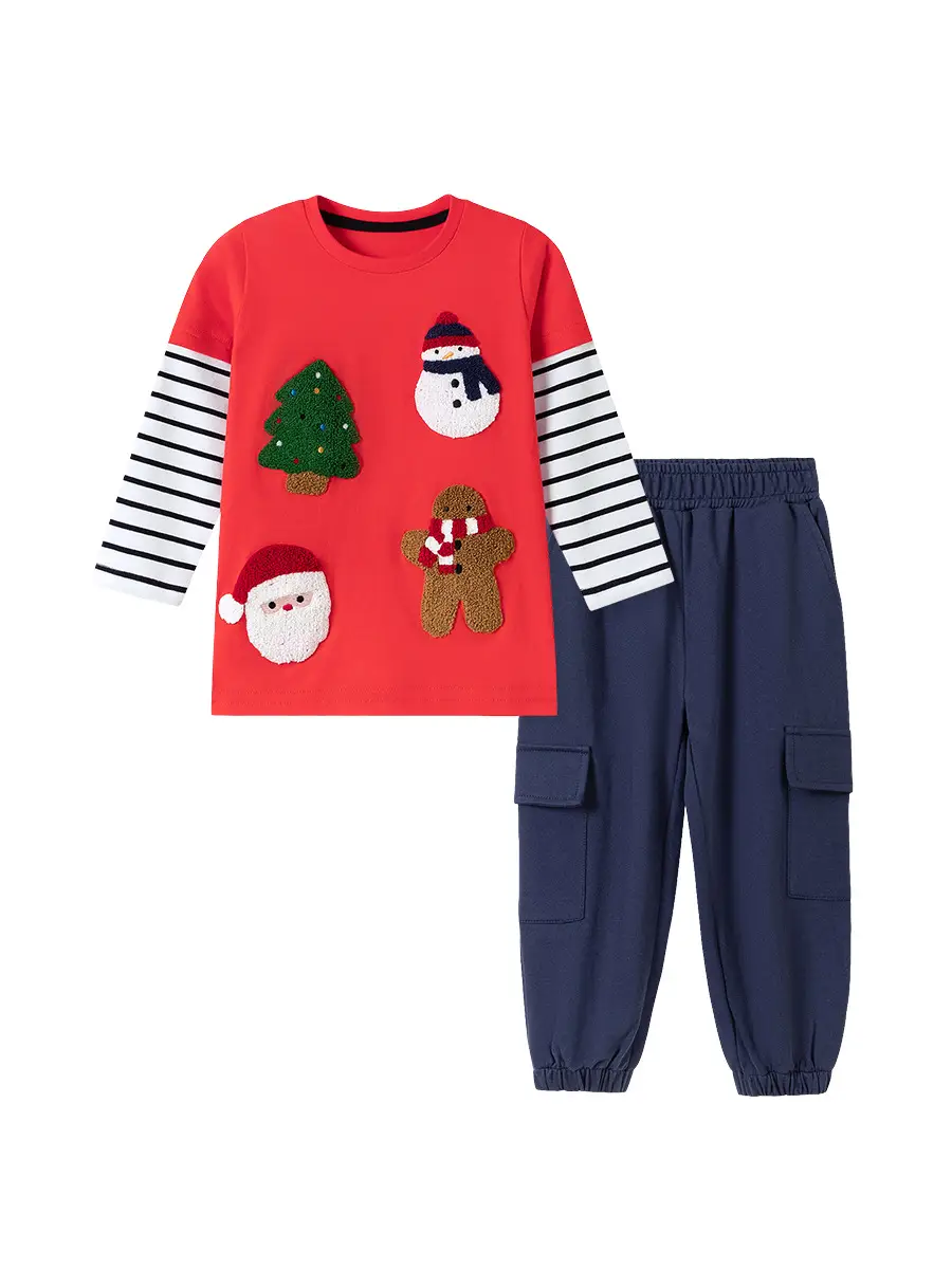 Christmas Boys T-Shirt Red Cotton Cartoon Print - Image 7