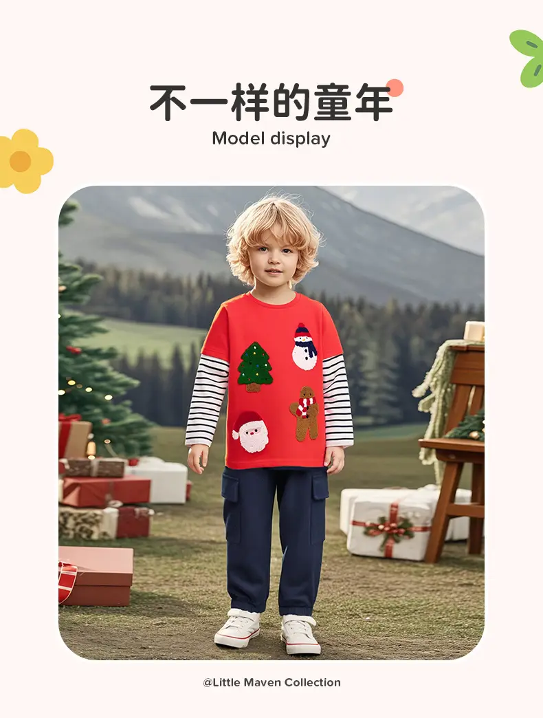 Christmas Boys T-Shirt Red Cotton Cartoon Print — feature 6