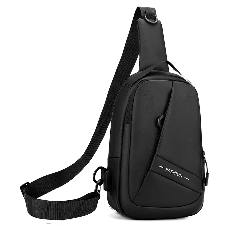 Men Grey Leather Crossbody Bag Travel Commute Luggage