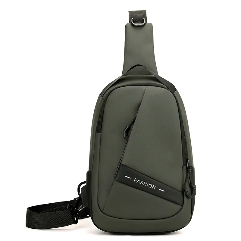 Men Grey Leather Crossbody Bag Travel Commute Luggage