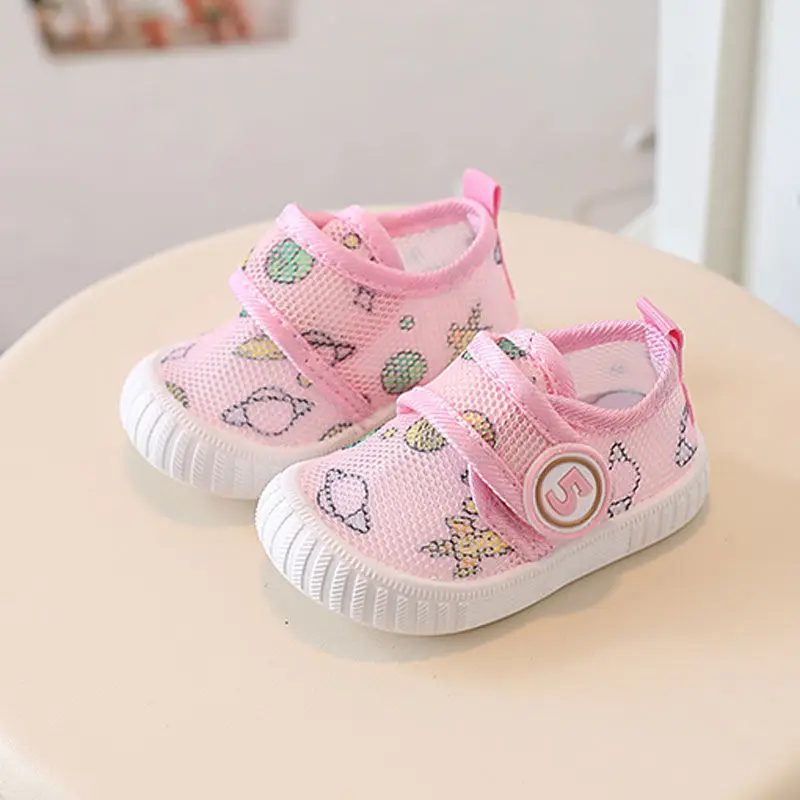 2022 Baby Mesh Anti-Slip Shoes Yellow Cartoon 0-1-2Y