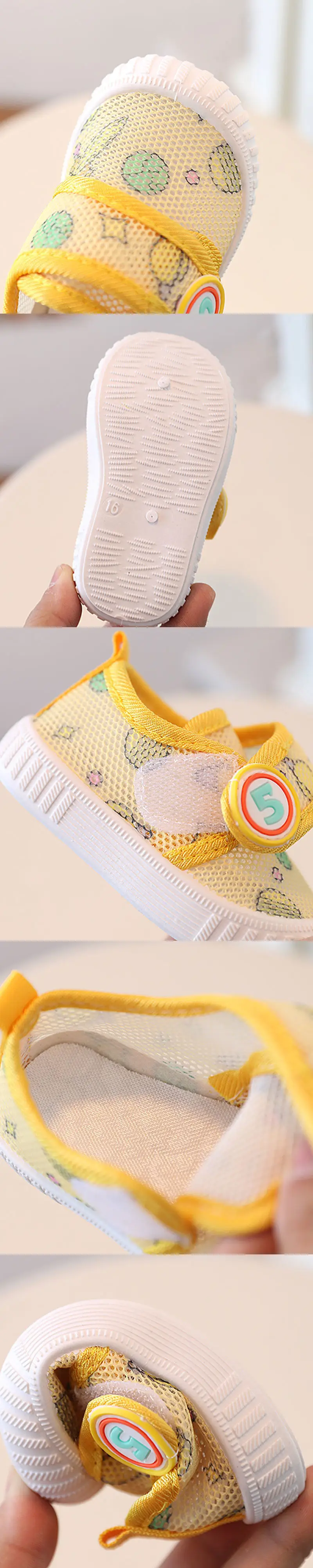 2022 Baby Mesh Anti-Slip Shoes Yellow Cartoon 0-1-2Y — feature 3