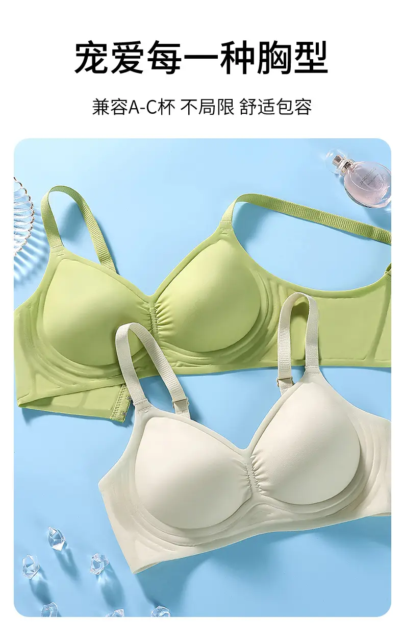 Live Broadcast Popular Summer Seamless Nude Underwear Women's Jelly Soft Support Adjustable Wire-Free Super Soft Thin Bra — feature 6