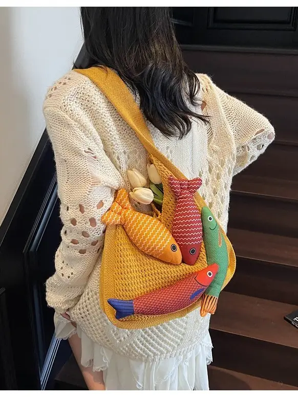 Cross-Brand Cartoon Fish Tote Bag for Women Large Capacity - Image 5