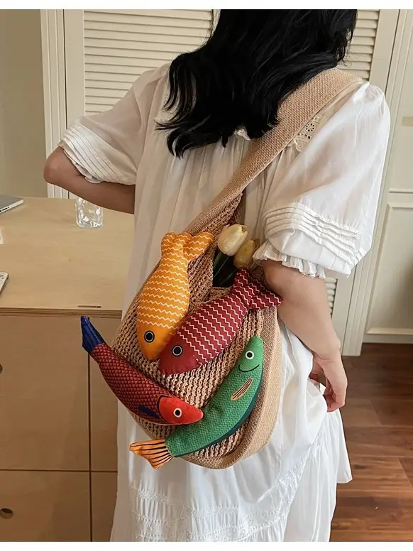 Cross-Brand Cartoon Fish Tote Bag for Women Large Capacity - Image 6