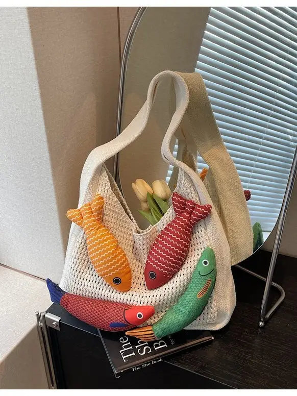 Cross-Brand Cartoon Fish Tote Bag for Women Large Capacity - Image 7