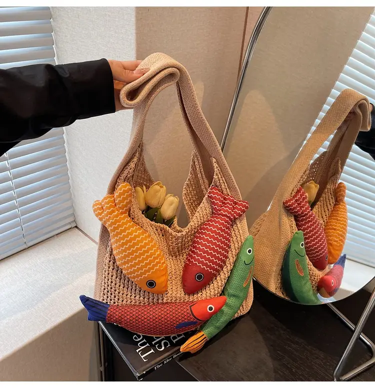 Cross-Brand Cartoon Fish Tote Bag for Women Large Capacity — feature 10