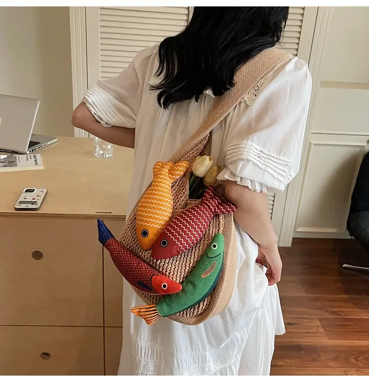 Cross-Brand Cartoon Fish Tote Bag for Women Large Capacity — feature 15