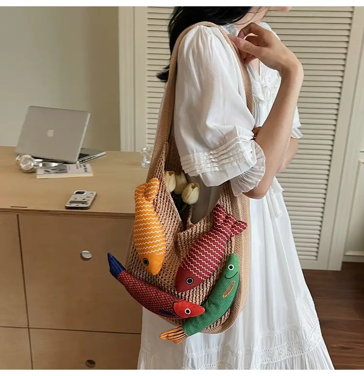 Cross-Brand Cartoon Fish Tote Bag for Women Large Capacity — feature 16