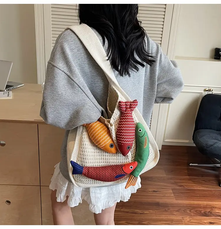 Cross-Brand Cartoon Fish Tote Bag for Women Large Capacity — feature 18
