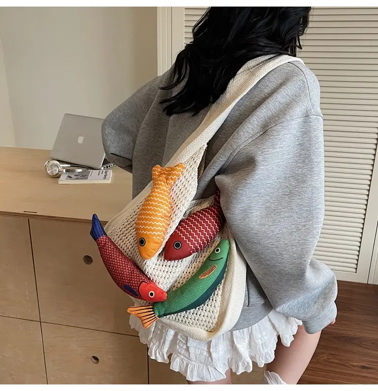 Cross-Brand Cartoon Fish Tote Bag for Women Large Capacity — feature 19