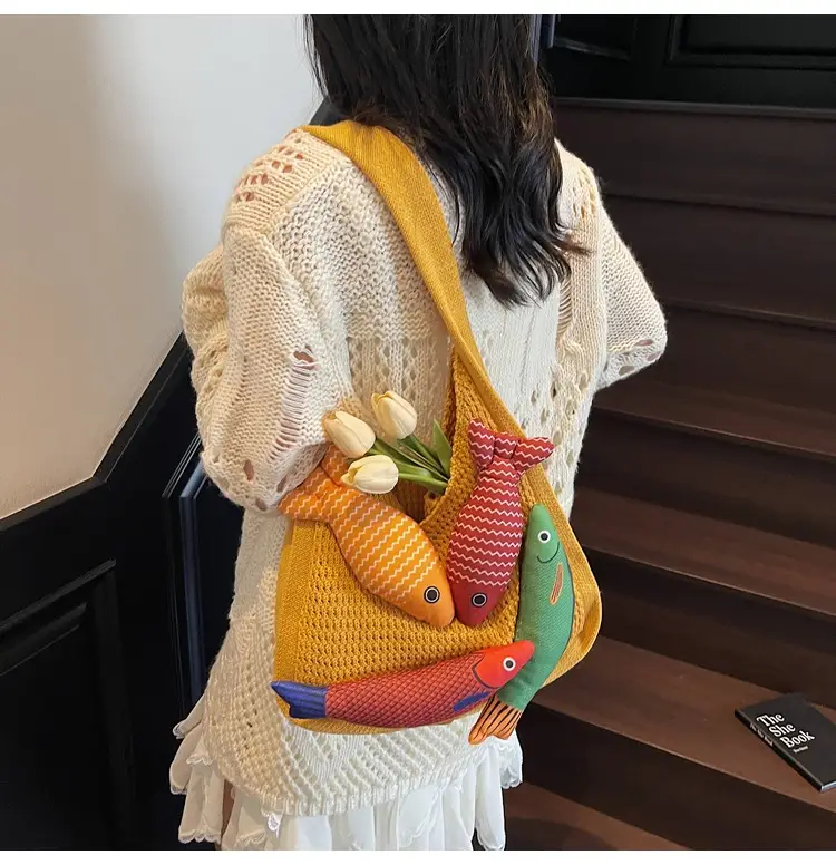 Cross-Brand Cartoon Fish Tote Bag for Women Large Capacity — feature 20