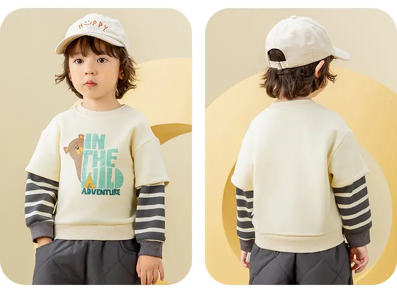 Kids Sweatshirt Yellow Striped Long Sleeve Baby Outfit — feature 35