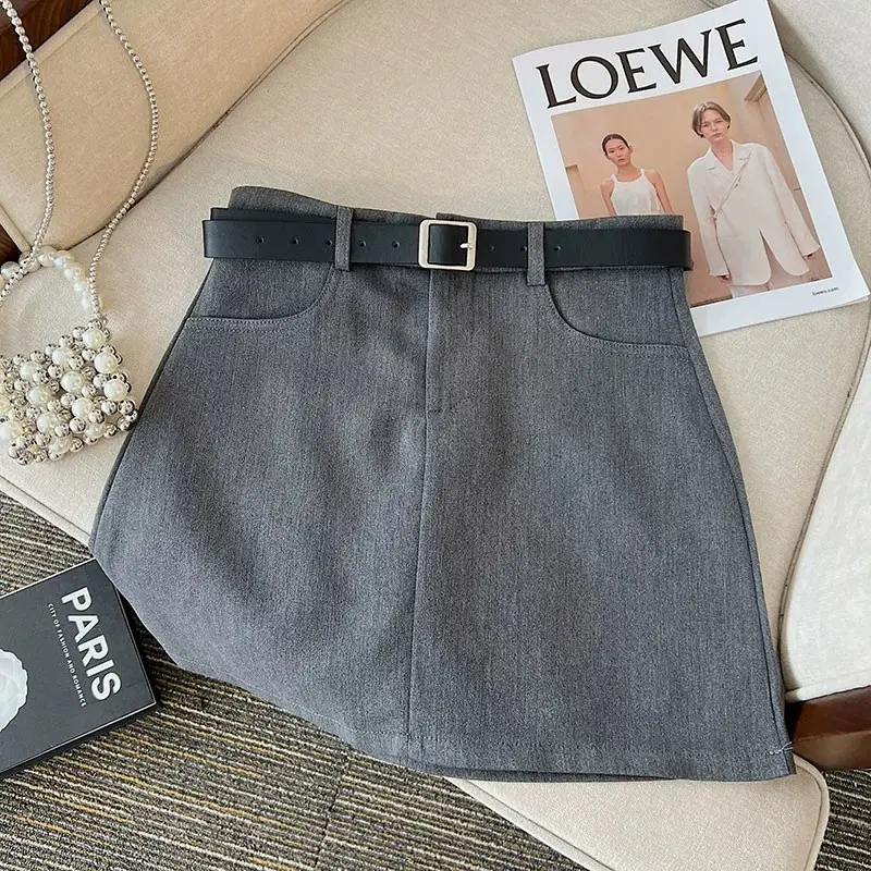 Gray High-Waist Slimming Skirt for Petite Women - Image 4