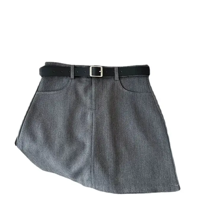 Gray High-Waist Slimming Skirt for Petite Women - Image 7