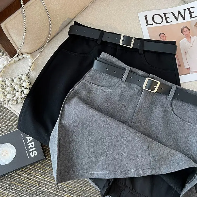 Gray High-Waist Slimming Skirt for Petite Women — feature 10