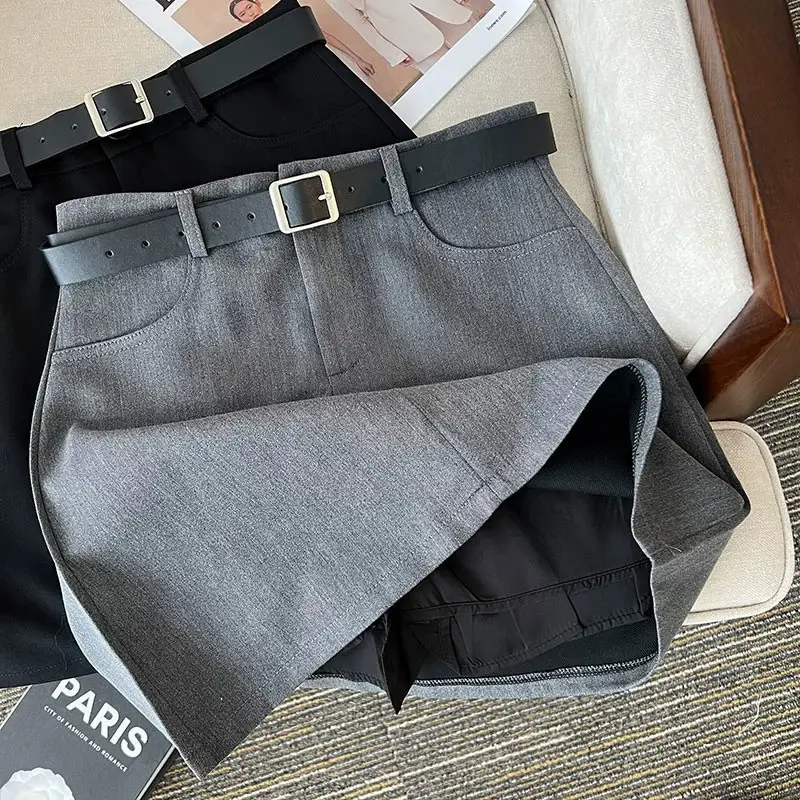 Gray High-Waist Slimming Skirt for Petite Women — feature 11