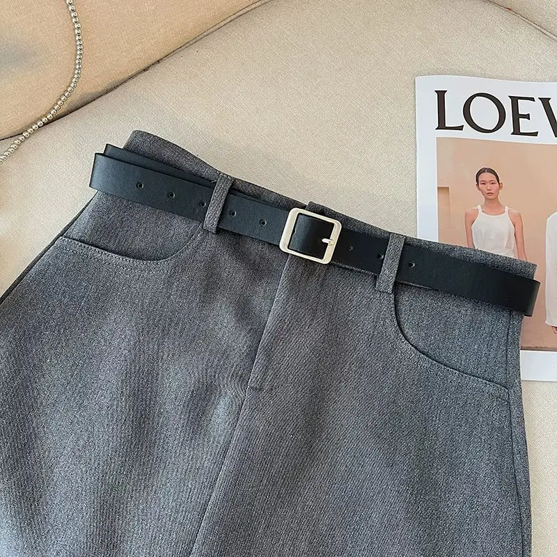 Gray High-Waist Slimming Skirt for Petite Women — feature 13