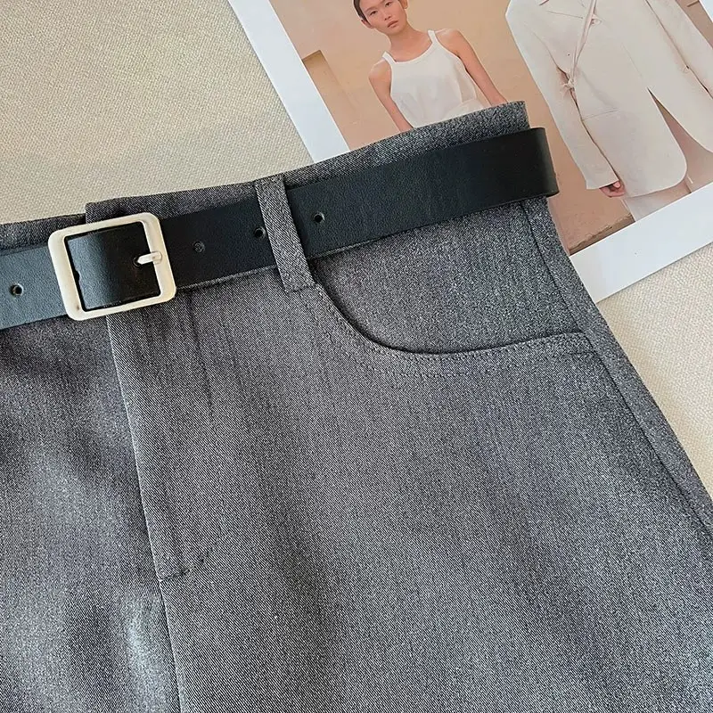 Gray High-Waist Slimming Skirt for Petite Women — feature 14