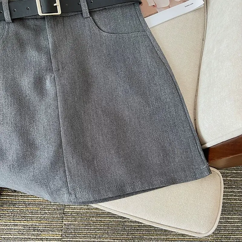 Gray High-Waist Slimming Skirt for Petite Women — feature 15