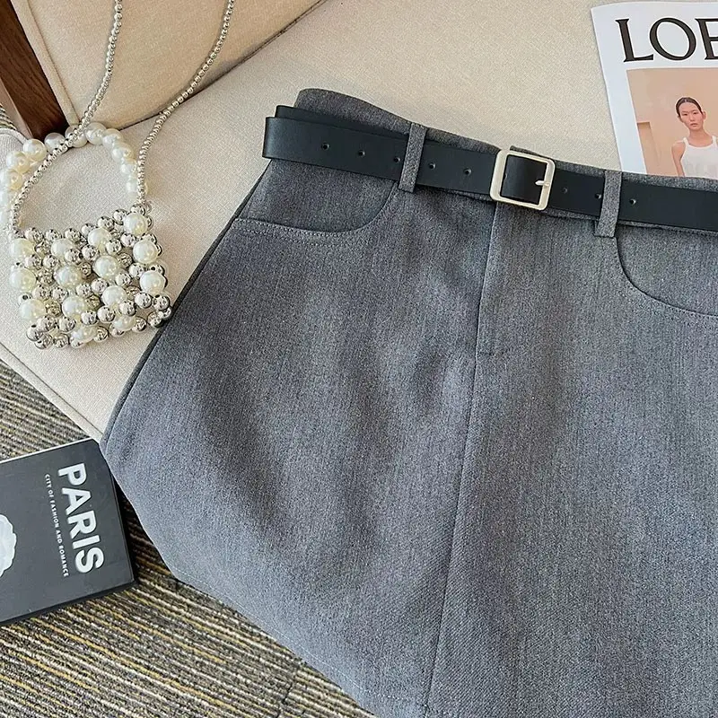 Gray High-Waist Slimming Skirt for Petite Women — feature 16