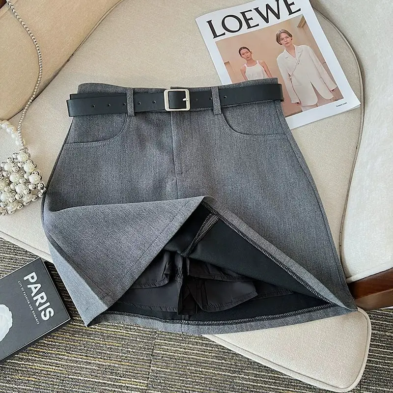 Gray High-Waist Slimming Skirt for Petite Women — feature 17