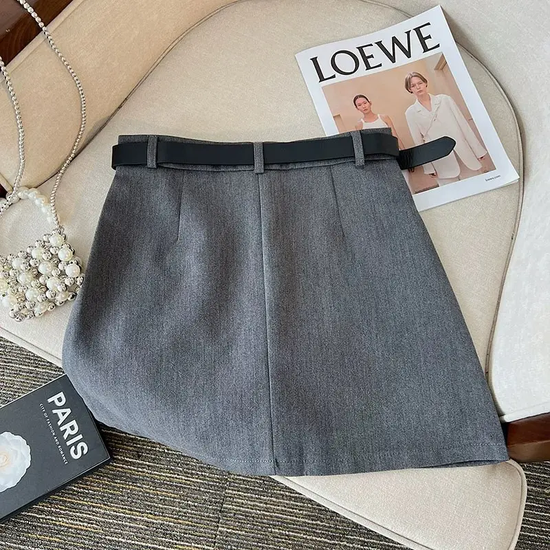 Gray High-Waist Slimming Skirt for Petite Women — feature 19