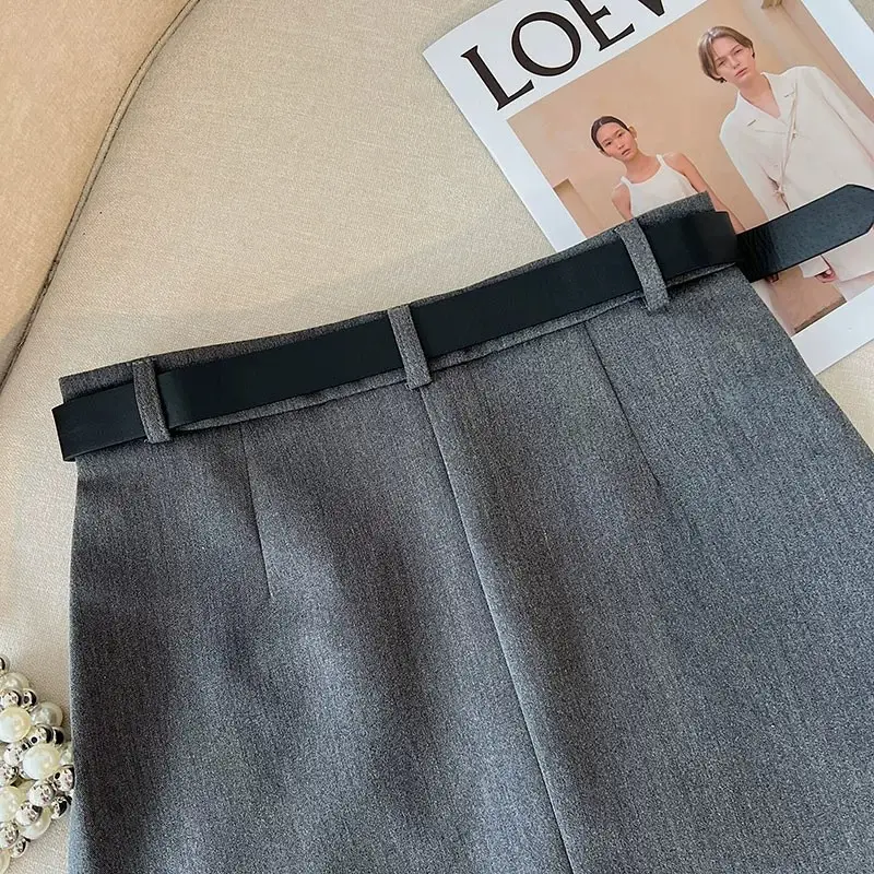 Gray High-Waist Slimming Skirt for Petite Women — feature 20