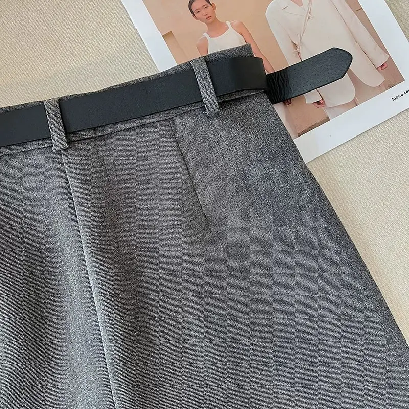 Gray High-Waist Slimming Skirt for Petite Women — feature 21
