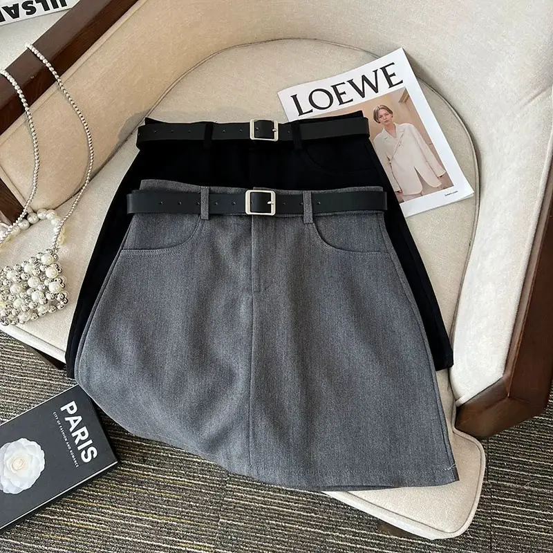 Gray High-Waist Slimming Skirt for Petite Women — feature 6