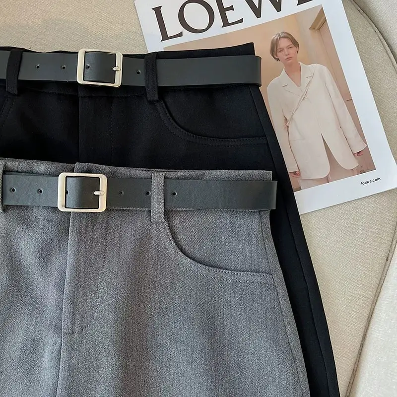 Gray High-Waist Slimming Skirt for Petite Women — feature 8