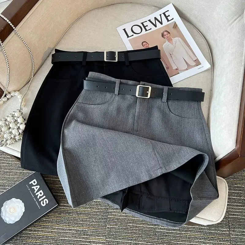 Gray High-Waist Slimming Skirt for Petite Women — feature 9