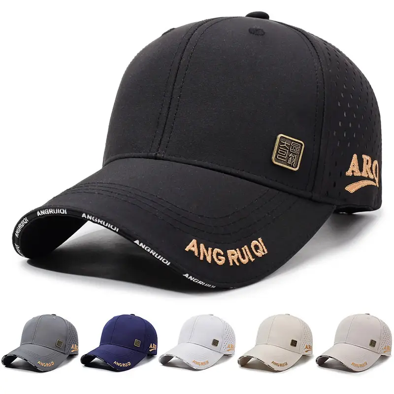Men Black Mesh Sun Hat Adjustable Strap Lightweight - Image 7