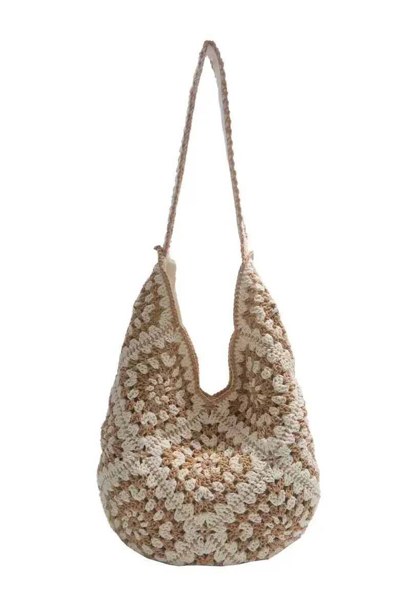 Black & White Handwoven Straw Crossbody Bag for Women - Image 2