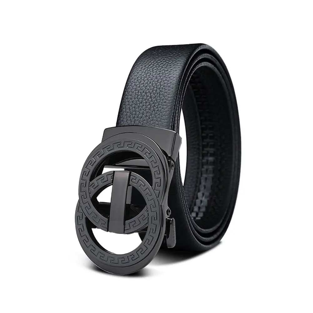 Men's Black Leather Belt with Smart Watch Buckle - Image 44
