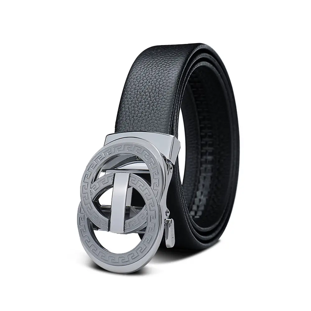Men's Black Leather Belt with Smart Watch Buckle - Image 45