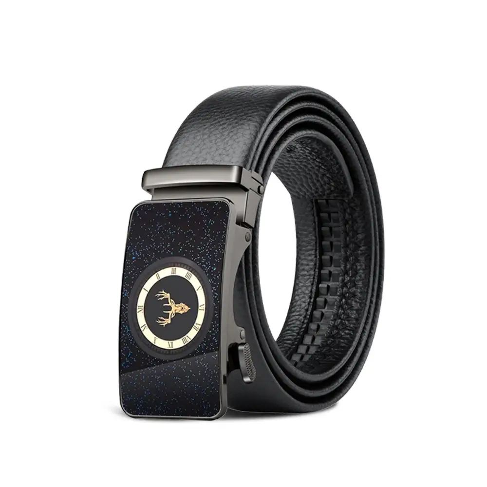 Men's Black Leather Belt with Smart Watch Buckle - Image 51
