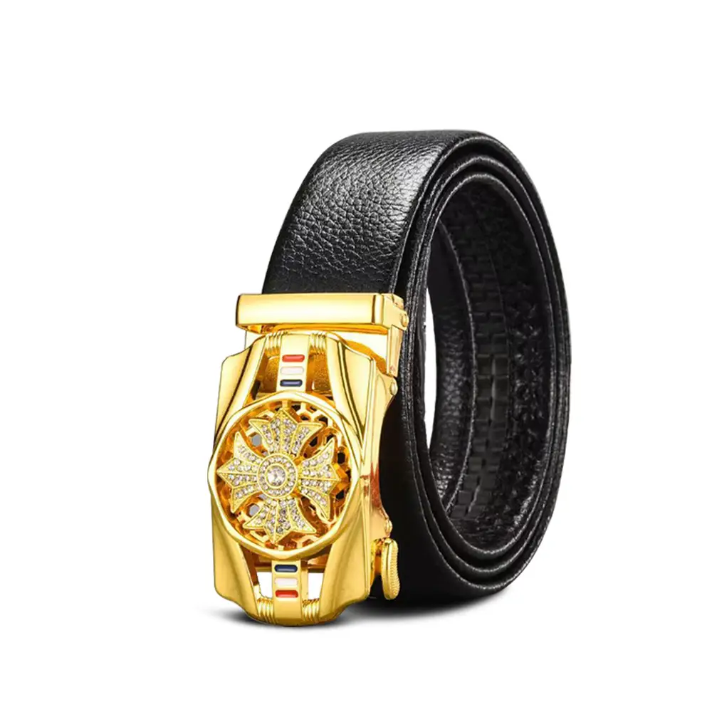 Men's Black Leather Belt with Smart Watch Buckle - Image 70