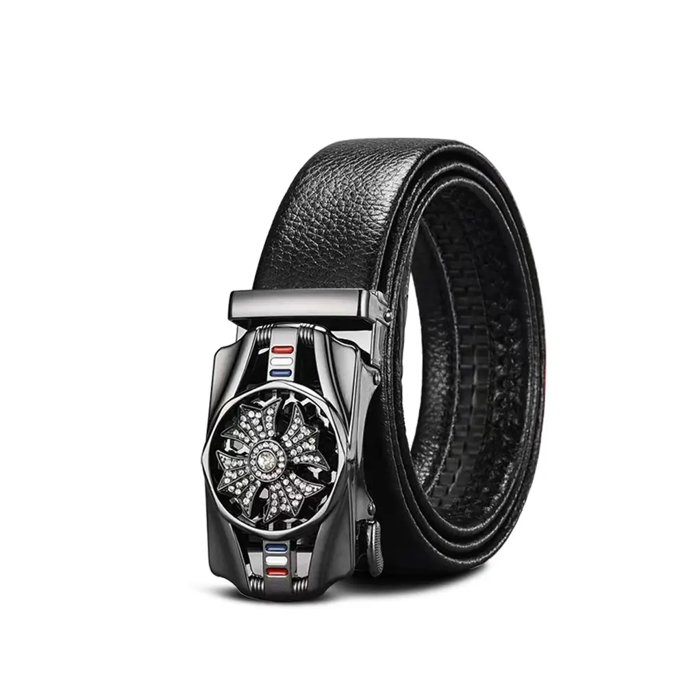 Men's Black Leather Belt with Smart Watch Buckle - Image 71