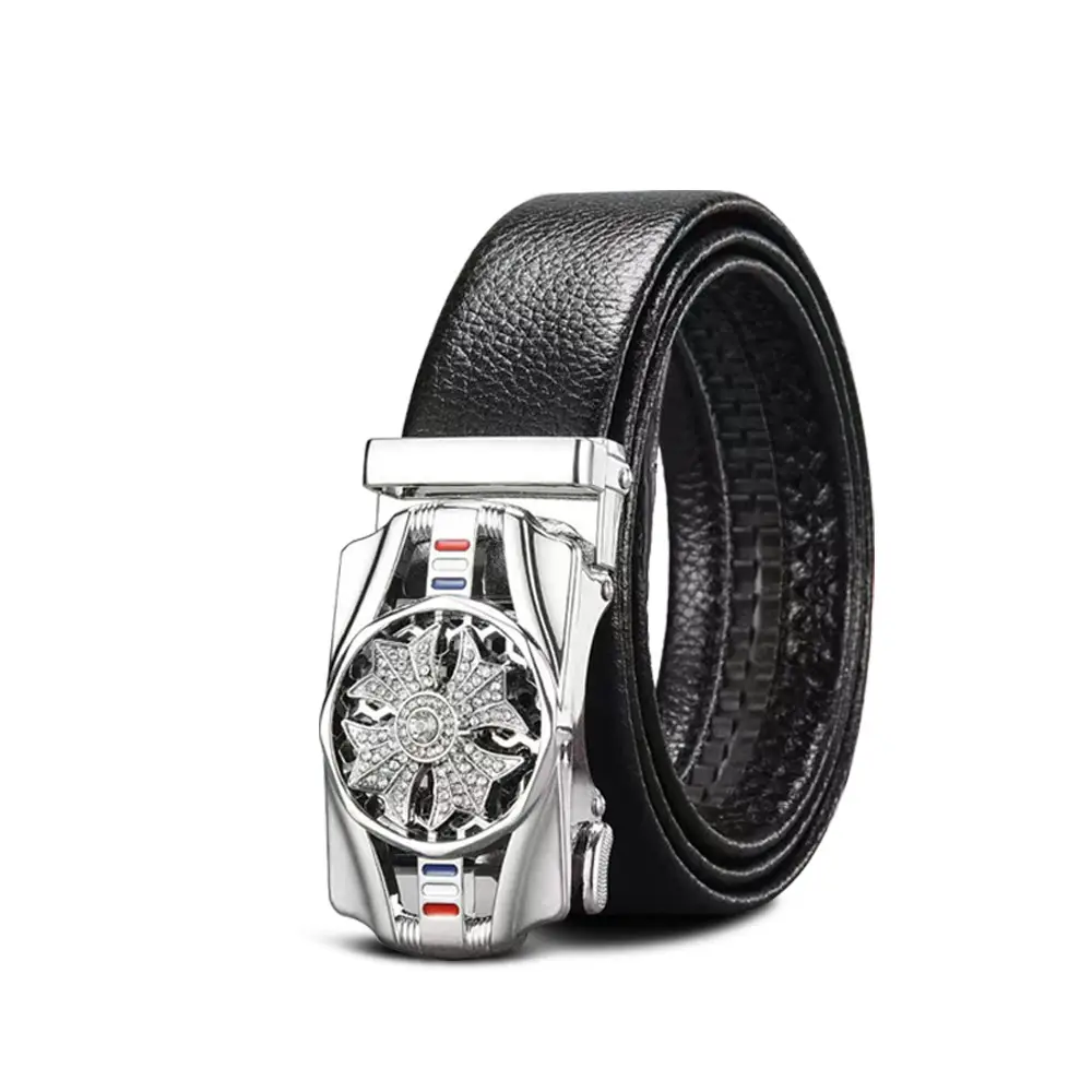 Men's Black Leather Belt with Smart Watch Buckle - Image 72