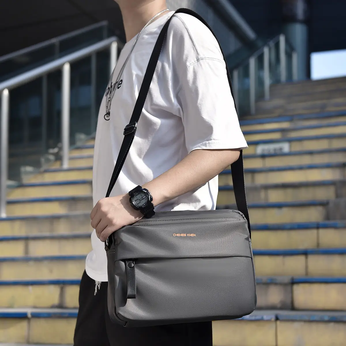 Men's Water-Repellent Crossbody Bag Large Capacity