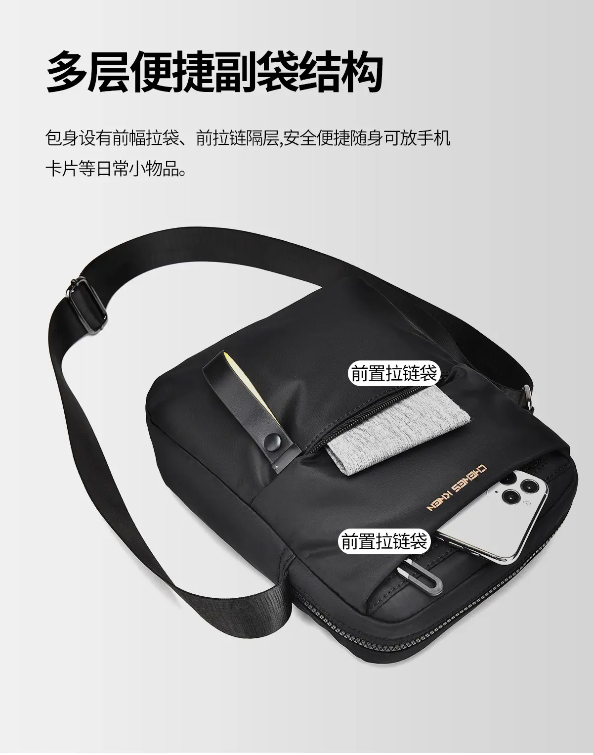Men's Water-Repellent Crossbody Bag Large Capacity — feature 12