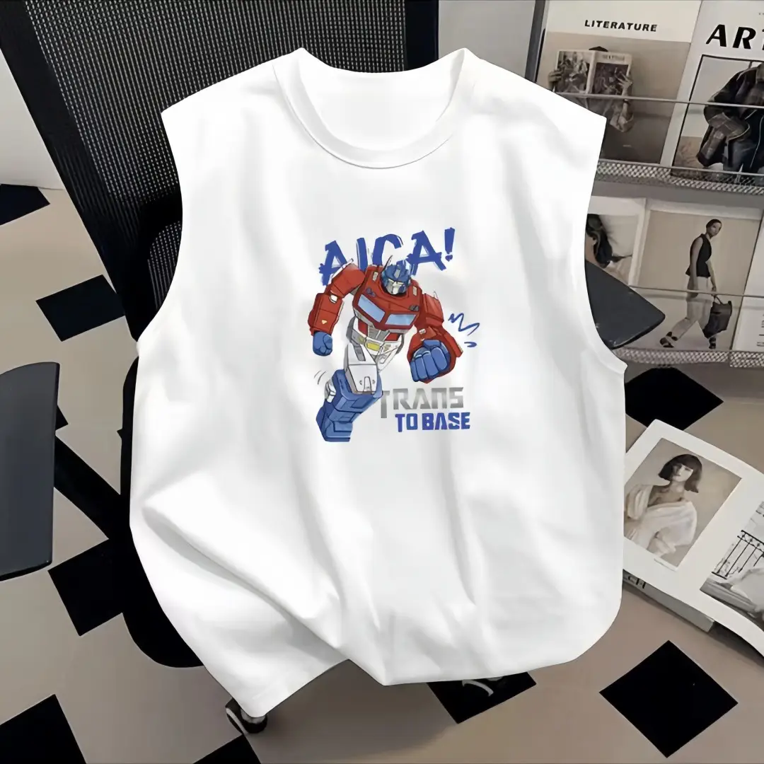Boys 100% Cotton Sleeveless Vest White Summer - Image 5