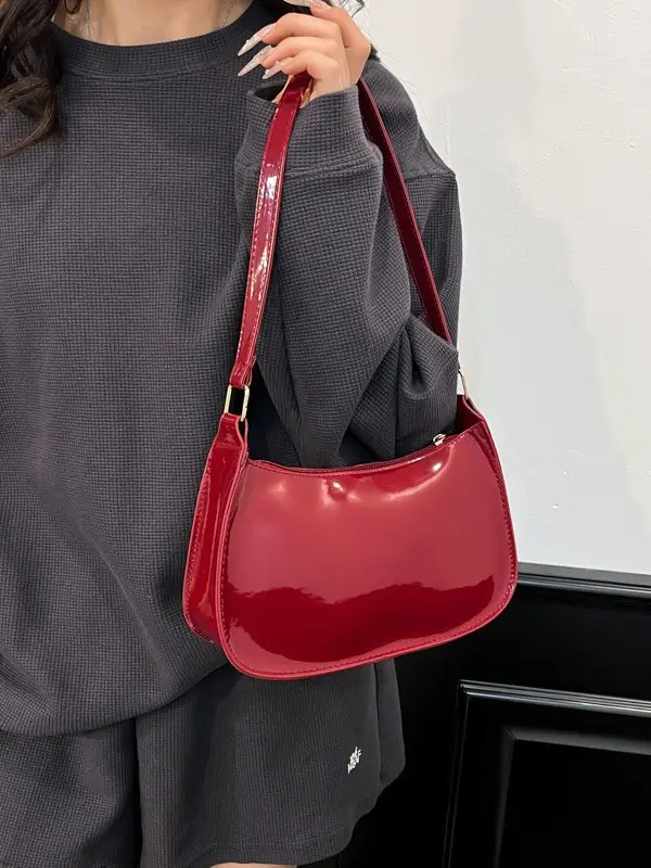 Retro Red Patent Leather Shoulder Bag 2025 - Image 7