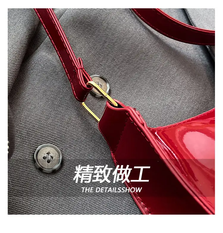 Retro Red Patent Leather Shoulder Bag 2025 — feature 3