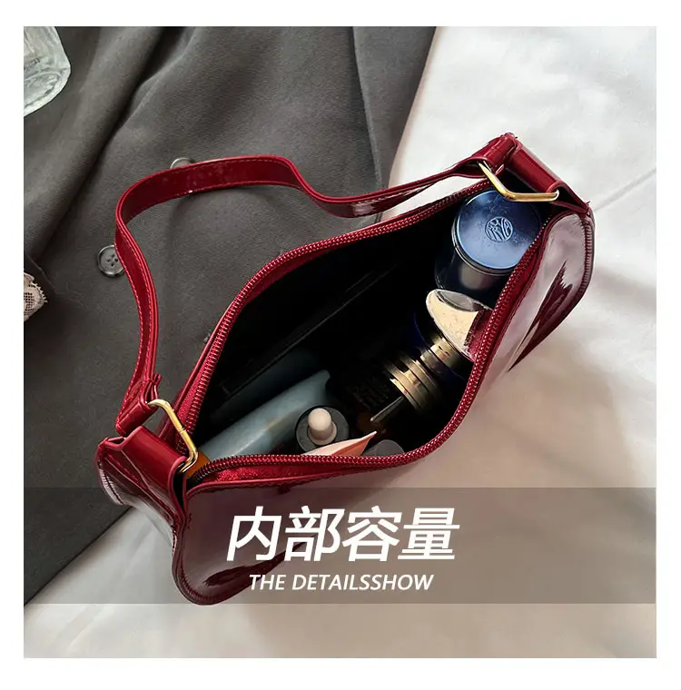 Retro Red Patent Leather Shoulder Bag 2025 — feature 5