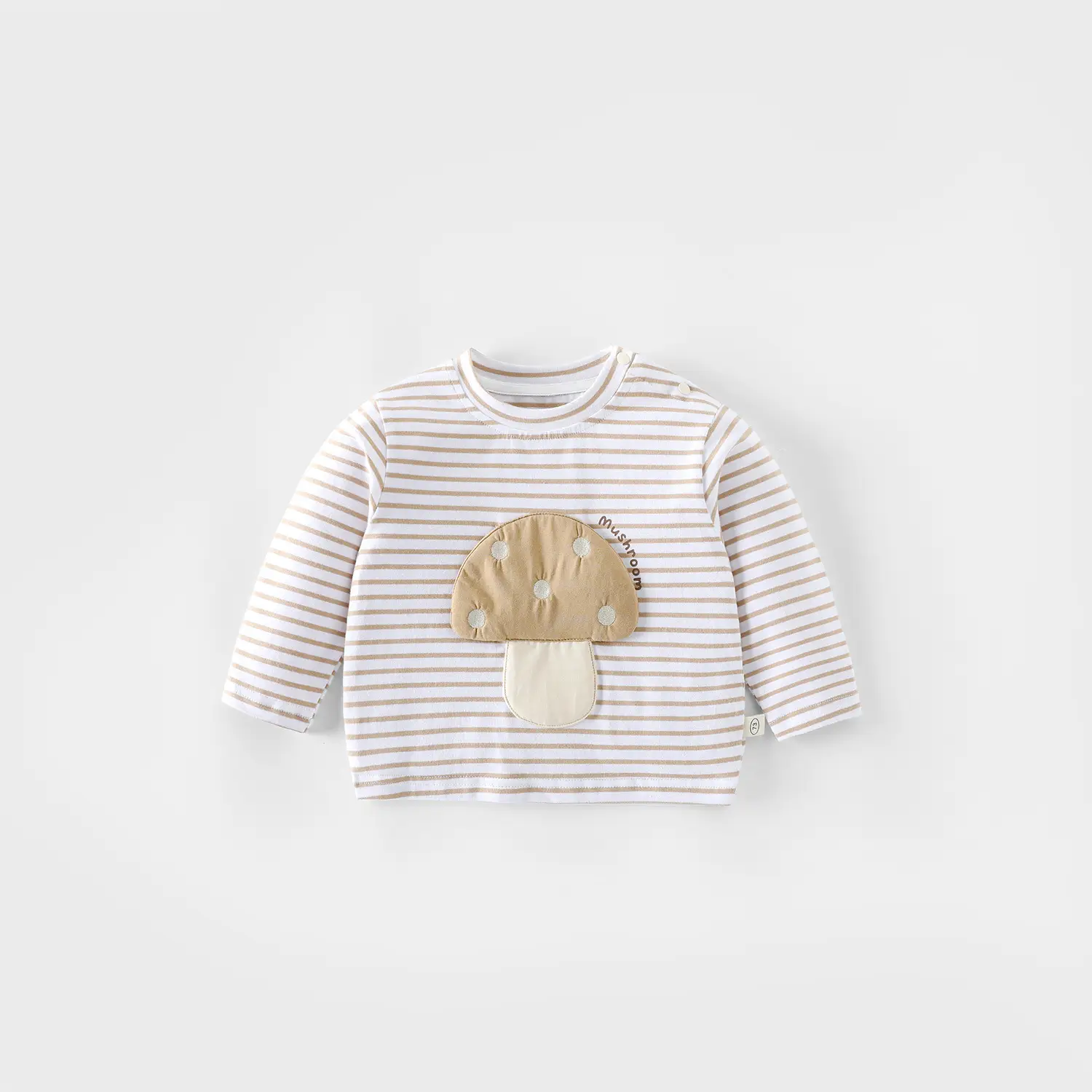 Children's Mushroom Patchwork T-Shirt Small Beige - Image 4