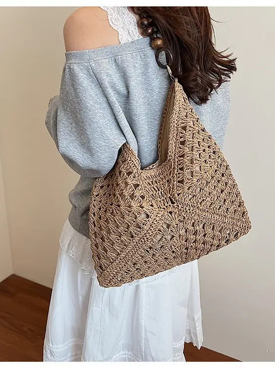 Woven Straw Shoulder Bag for Women 2025 New Seaside Vacation - Image 4