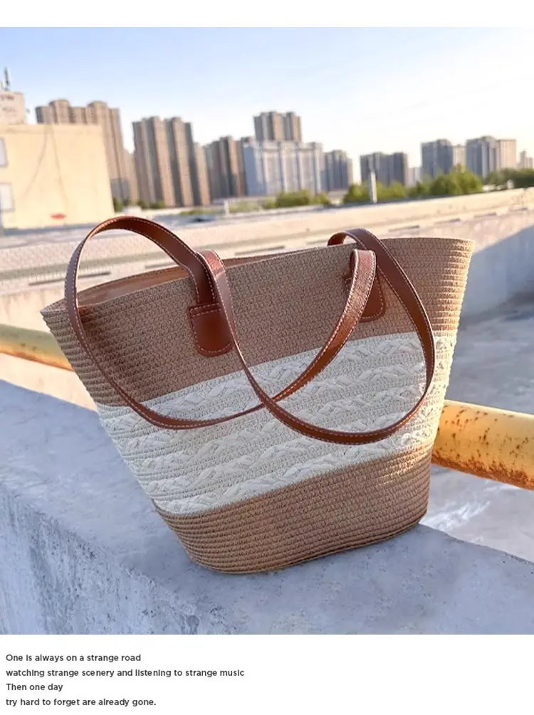Women's Woven Straw Shoulder Bag Large Capacity — feature 4