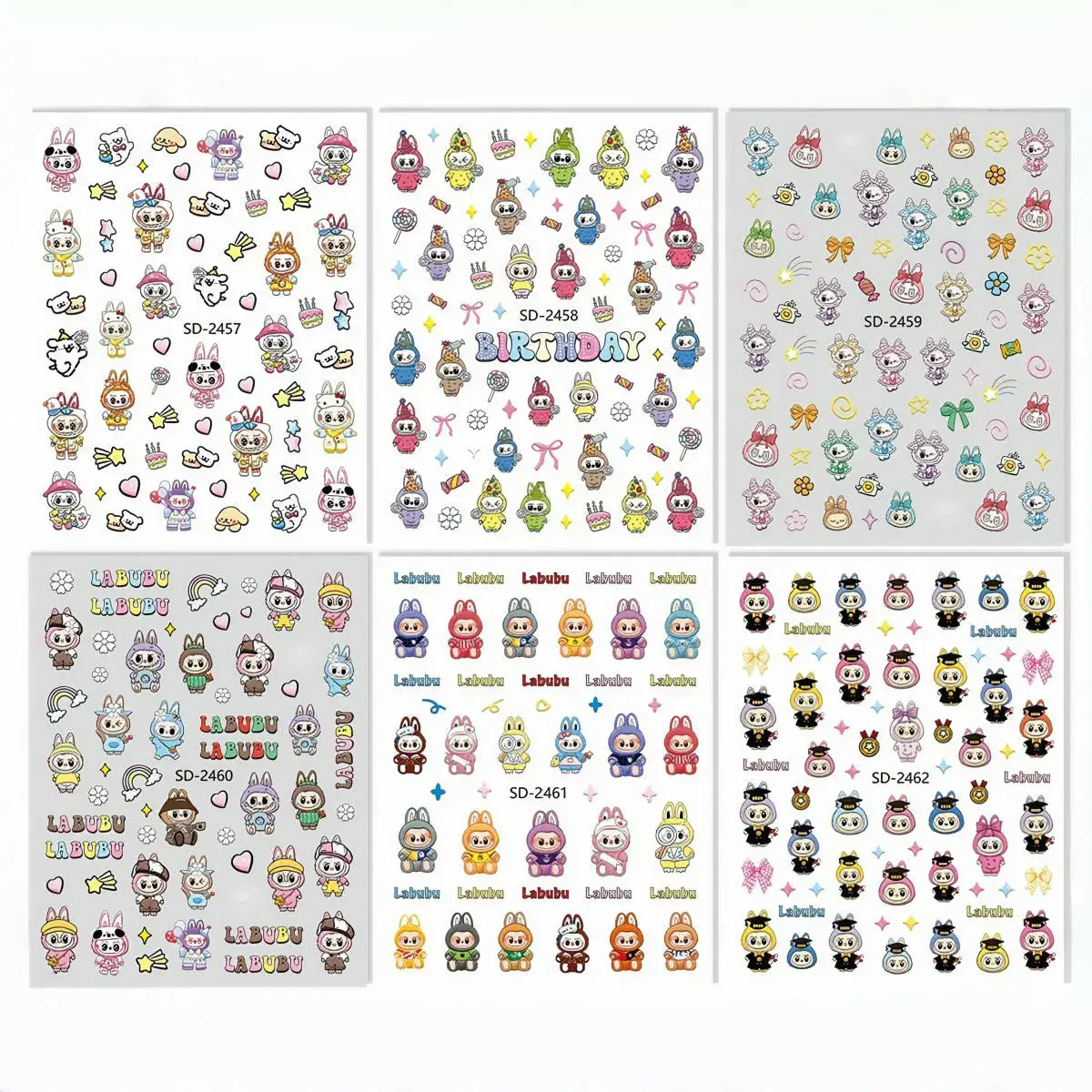 Cute 3D Plush Doll Nail Stickers 5D Embossed - Image 11